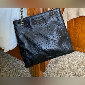 Brand New Pristine Black ostrich leather Dkny handbag